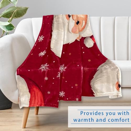 Couverture douce et chaude imprimée Père Noël finitions soignées pour lit et sofa
