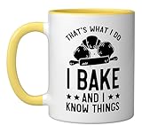 That's What I Do I Bake And I Know Things Baking Bakery Ceramic Mug, Yellow/White