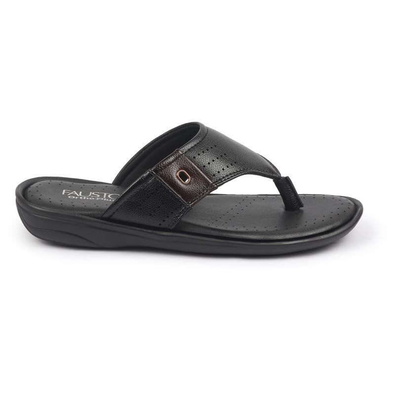 Image of FAUSTO Men's Open Toe Flip-Flop Slippers With Memory Cushion|Outdoor Slipper For Men