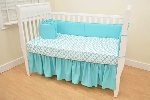 Image of American Baby Company 100% Natural Cotton Percale Fitted Crib Sheet for Standard Crib and Toddler Mattresses, Aqua Sea Waves, Soft Breathable, for Boys and Girls