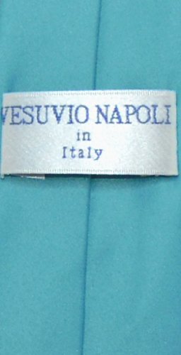 Vesuvio Napoli Boy's CLIP-ON NeckTie Solid TURQUOISE BLUE Color Youth Neck Tie2