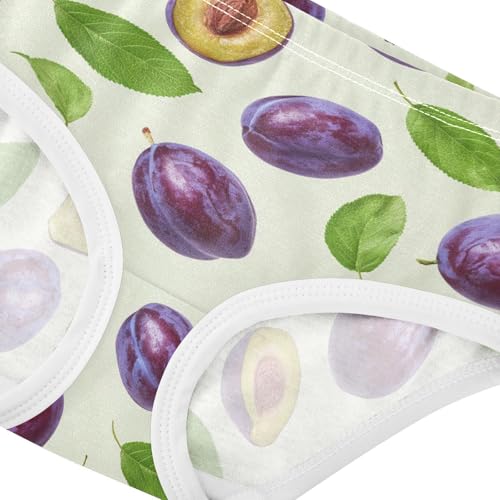 Wusikd Fresh Girls' Underwear Cotton Plums Leaves Girls Briefs Soft Toddler Underwear 2T4