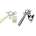 Porte-clés de voiture en forme d'animal de dessin animé mignon poupée chien chat grenouille lapin sac d'école pingouin Kuromi porte-clés pour filles femmes, E-2 pièces., S,