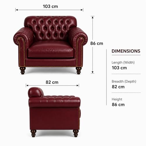 Image of Luxury Sofa Set Luxury Chesterfield Sofa in for Home Living Room & Office (Highback 1 Seater Maroon)