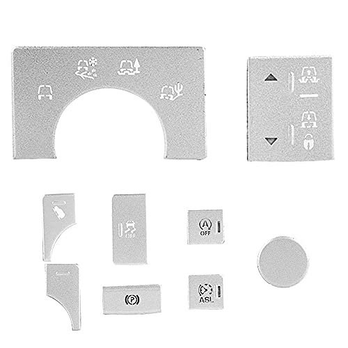 Yctze 9PCS Alloy Car Interior Center Console Mode Button Sticker Drive Mode Terrain Button Trim Cover Fit for Land Rover Range Rover Sport 2014-2017