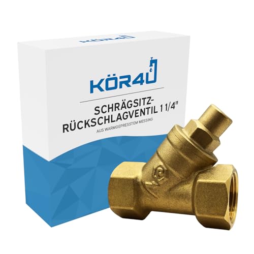 kör4u Válvula antirretorno para asiento inclinado, 1 1/4 pulgadas, latón, PN10, con rosca interior (1 1/4')