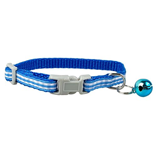 0.8cm Width Nylon Small Puppy Kitten Kitty Cat Collar with Bell 6 Colors Pink,Red,Blue,Brown,Green,Yellow