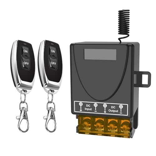 12V Remote Switch Wireless Malictele DC12V/24V/48V/72V 30A Relay RF Control Switch with 328ft Long Range for Anti-Theft Alarms Security Systems luminaire Roller Lind Door Motor
