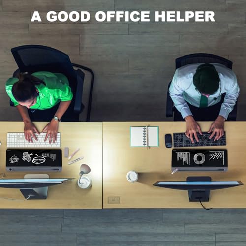 Image of TSJ OFFICE Desktop Whiteboard Dry-Erase-Board - Computer Keyboard Stand White Board Surface Pad with Drawer, Desk Organizers with Accessories for Office, Home, School Supplies - Black&Grey