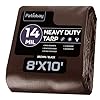 Tarp 8x10FT, 14 Mil Large Tarp, Tarps Heavy Duty Waterproof with Grommets Every 23.6", 420D Thick Plastic Tarp, UV Resistant Tear&Fade Resistant, Reinforced Edges for Outdoor Pool Camp Tent