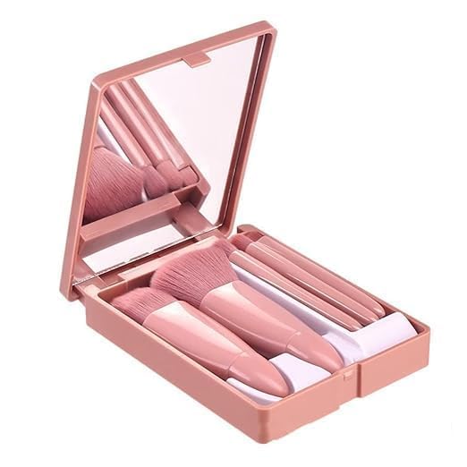 Mini Makeup Brushes Kit, 5-in-1 Travel Cosmetic Brush Set with Compact Mirror, Portable Foundation Blush Eyeshadow Brushes-picture-15