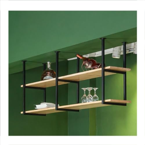 LVLDAWA Ceiling Storage Shelf, Industrial Metal Hanging Floating Shelves, Bar Bedroom Kitchen Hanging Plant Stand for Restaurant Bar, Easy to Install (Size : B-180X30X60CM)