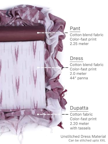 Sun Fashion And Lifestyle Cotton Ikkat dress material for women (Ikkat 2_WhiteWine)