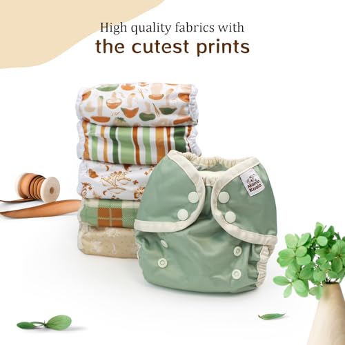 Image of Mama Koala Reusable Adjustable Cloth Diaper Covers with Double Gusset for Girls and Boys, Snap Closure, Size M (Vibrant Mush-M)