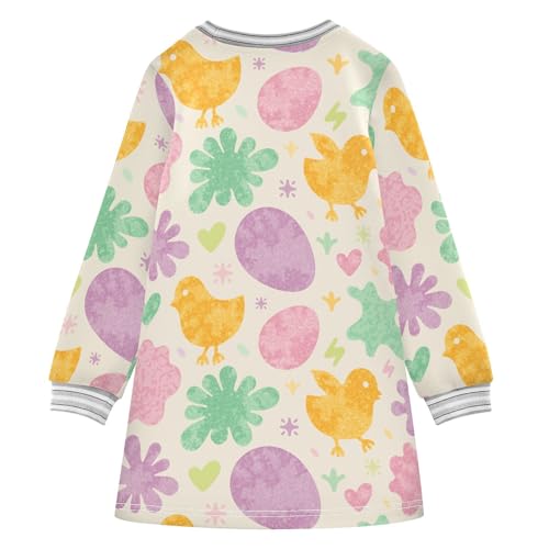 Chicken Flower Girls Dresses Long Sleeve Sweatshirt Dress for Girls Winter Toddler Casual A Line Dresses Size 2-8T2