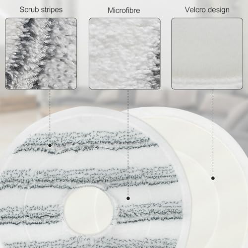 Mop Pads Replacement for Vileda Clean Spin Mop Head Refills, Washable Head Replacement Microfiber for Cleaning Floor