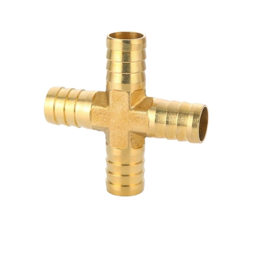 Hose Barb Adapter Cross 4 Way Barbed Pipe Fitting Coupler Adapter, Crossed Pagoda 4-Way Divider, Water Fuel Air Line Fittings(19mm)