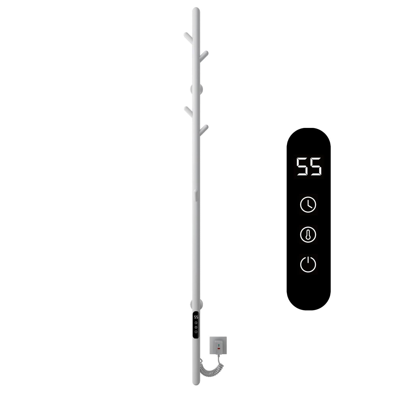 Seche Serviette Electrique, Porte-serviettes électrique à tige unique, Serviette Murale Intelligent à Température Constante, Chauffe-serviettes,Sèche Serviettes Électrique,économie d'énergie-White