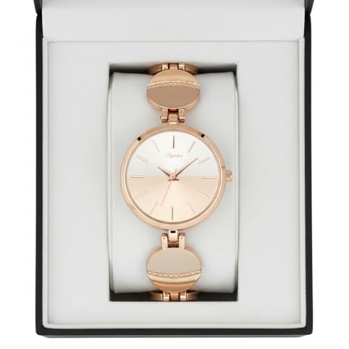 Image of STYLEDOSE Women's Elegant Silver-Tone Bangle Watch Women Analogue Wrist Watches for Women's & Girls&Ladies Diamond Studded Rosegold Stylish Bracelet Strap