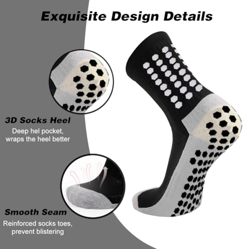 8 Pairs Kids Grip Soccer Socks, Non Slip Socks for 6-12 Years Old Kids, Anti Slip Socks for Soccer Basketball4