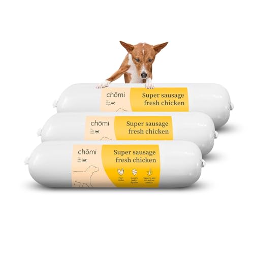 Chōmi Dog Super Sausage Fresh Hundefutter | Nassfutter Für Hunde | Gemüsewurst für Hunde | Adult | Getreide- und konservierungsmittelfrei | Mit Seetang | Barf (400 x 8g, Chicken)
