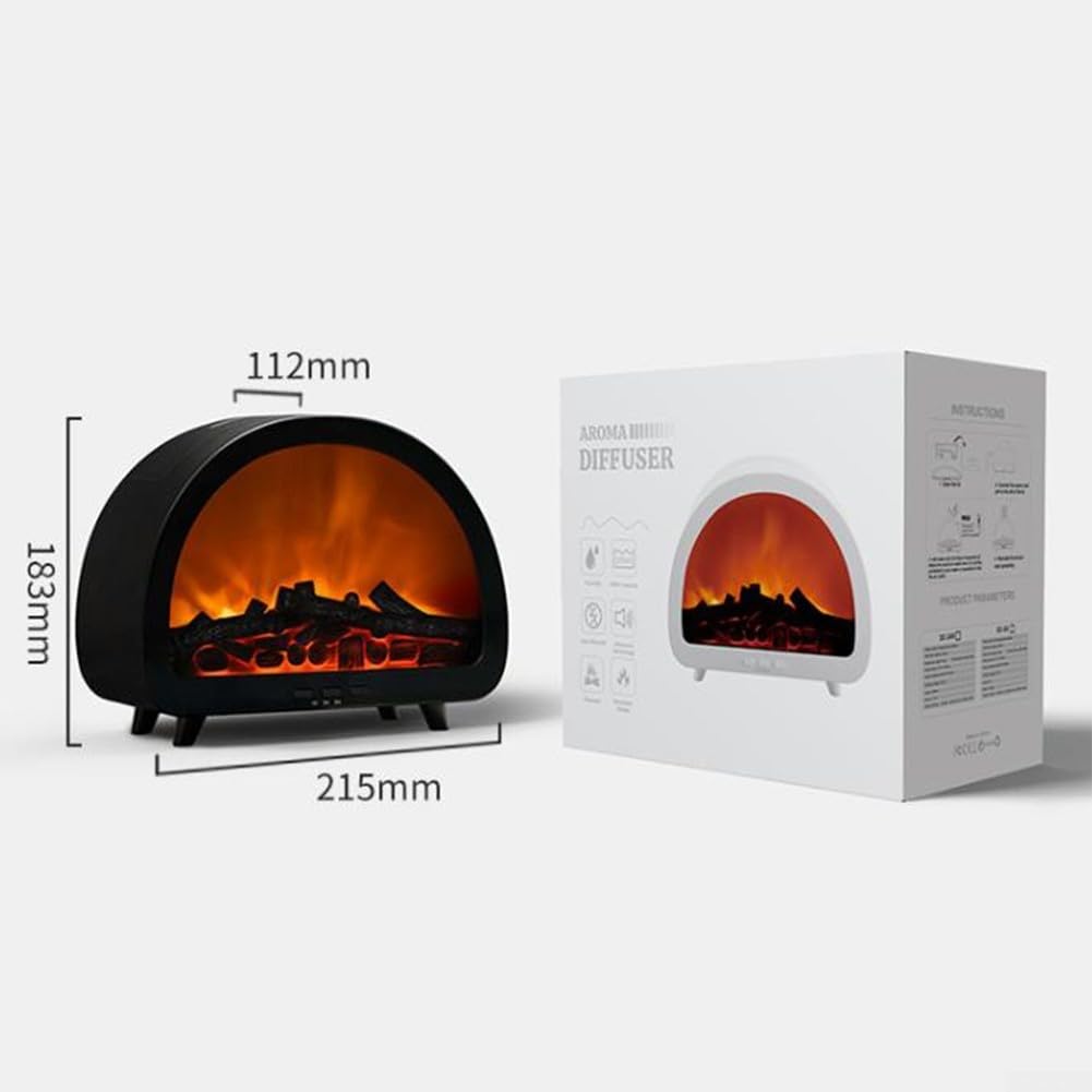 Diffuseur d'arômes de flamme avec lumière 7 couleurs, humidificateur avec télécommande de 200 ml pour décoration de chambre à coucher, salon, 2026 nouveau (noir)