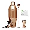 PHILORN 304 Roestvrij Staal 5-delig Cocktail Shaker Set [750ml], met 15ml & 30ml Dubbele Jigger/Maatbeker, Menglepel, 2…