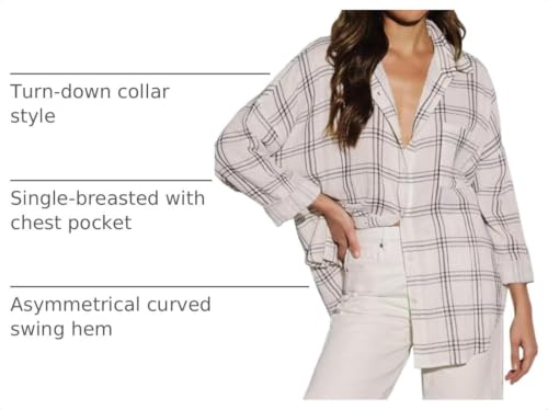 Image of Lacozy Womens Buffalo Plaid Flannel Shirt Long Sleeve Collar Button Down Blouses Tops