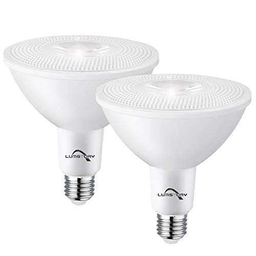 LumStory Dusk to Dawn Light Bulb Outdoor Indoor Par38 led Flood Photocell Sensor Light Bulbs Automatic On Off Daylight White 5000K 15W=100W 1600LM E26, for Porch, Garden, Yard, 2-Pack