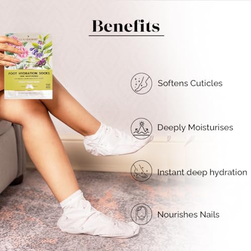 LuxaDerme Foot Hydrating Socks | Deeply Moisturizes Dry & Dull Skin | Even Tones Skin | Nourishes Nails & Cuticles (Pack of 1) - Image 6