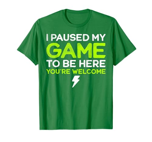 I Paused My Game to Be Here Boys Kids Funny Gamer Videogioco Maglietta