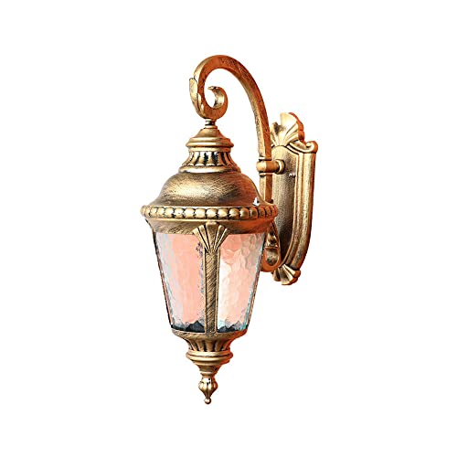 Aplique de Pared de 1 luz, Estilo Europeo Retro, Resistente al Agua IP55, para Exteriores, de Aluminio IP54, E27, para pasillos y Jardines, Color Negro/Bronce.