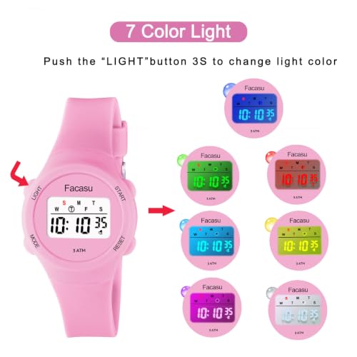 Image of Kids Digital Watch for Girls Boys,Children's Waterproof Colorful Light UP Outdoor Sport Watch with Stopwatch Alarm-Kids Gifts for Girls Boys