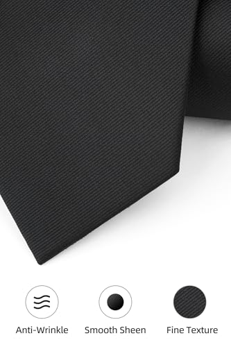 Image of HISDERN Mens Ties Solid Color Ties for Men Formal Necktie with Pocket Square Set Satin Silk Neck Tie Handkerchiefs Set
