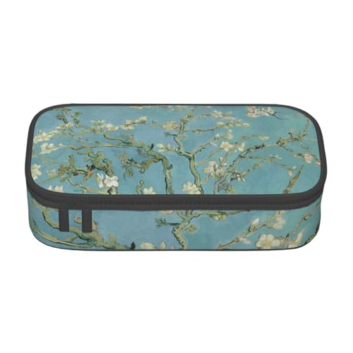 Image of Van Gogh Almond Blossoms Large Pencil Case With Zipper Compartments Stationery Pencil Bag For Kids Teens Students School Supplies