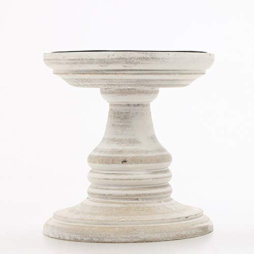 Hosley White 5 Inch High Wooden Pillar Candle Holder Country Style. Ideal Gift for Wedding Party Home Spa Reiki Aromatherapy LED Votive Candle Gardens W1