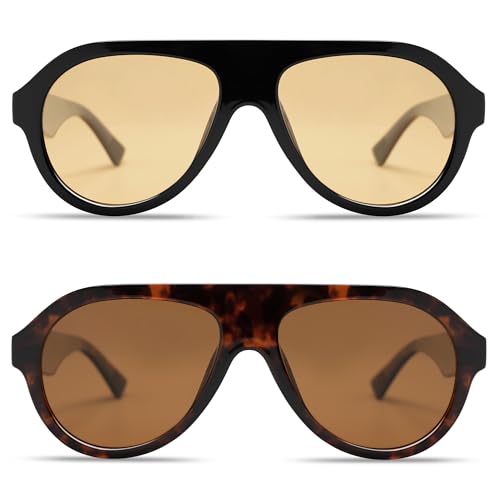 VANLINKER Retro Aviator Polarized Sunglasses for Men Women Trendy 70s Vintage Plastic Frame Sun...