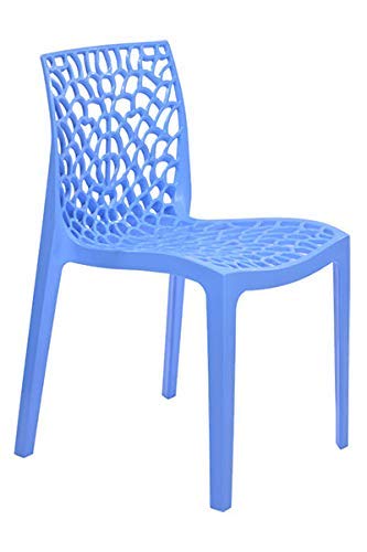 Image of Supreme Web Plastic Chair |Armless Chair for Dining Room Set, Home, Cafe & Outdoor Use |Weight Bearing Upto 220kgs (Color: Soft Blue ; Set of 2)