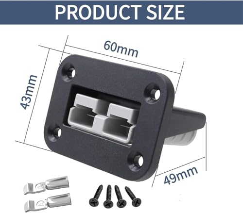 50 Amp Battery Socket with Mounting Plate for Anderson SB50 Plug-in Board, Flush Mount Pack of 4