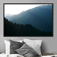 Framed Canvas Wall Art Mountainscape Aerial Dramatic Landscape Mountain Top Multicolor Photography Realism Rustic Warm - 16x24 inches