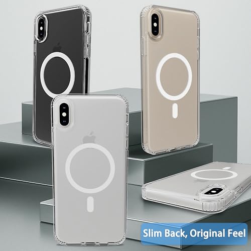 Image of Magnetic iPhone Xs MAX case,Compatible with Magsafe, Military-Grade Protection,Slim Translucent Matte Shockproof with Anti-Scratch Anti-Fingerprint Phone Cover (Transparent, iPhone Xs MAX)