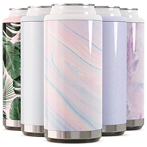 IRON FLASK Slim Can Cooler 12oz - Double Wall Vacuum Insulated Beer & Seltzer Holder In Baby Blue