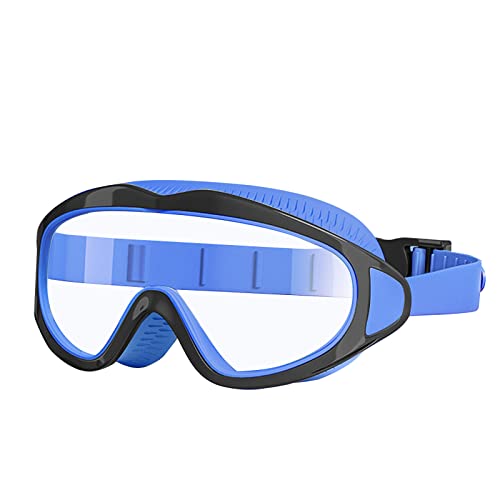 SWAUSWAUK Schwimmbrille Kinder - Kinder Schwimmbrille 4-12 Jahre, Swimming Goggles Kids, Großes Objektiv Anti Fog Wasserdicht Komfortabeler (Schwarz & Blau)