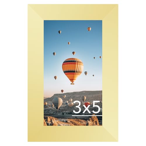 Image of JCJMY 3x5 Picture Frame Gold for Tabletop, 3 x 5 Photo Frame with Shatter Resistant Plexiglass, Sturdy 3 by 5 Poster Frame, Gold