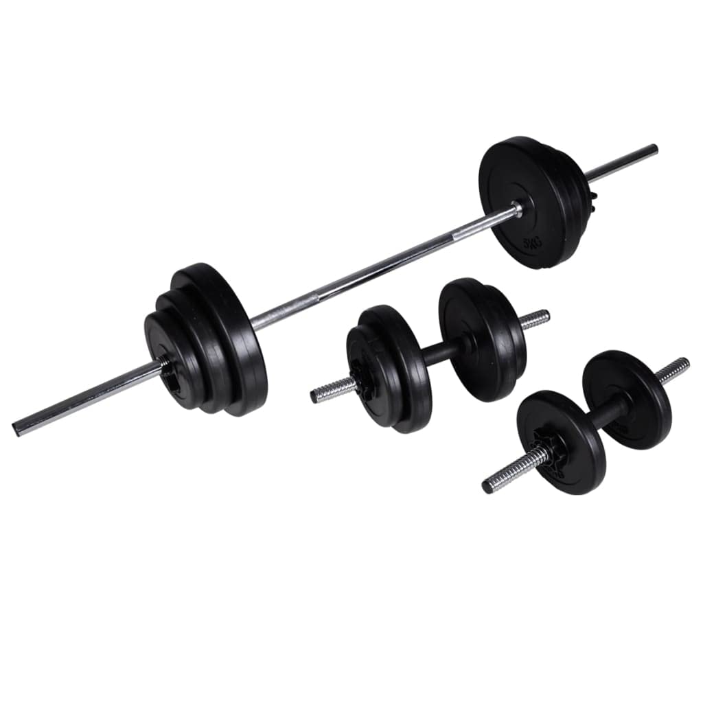 Genérico Banco de Entrenamiento con Juego de Barras y Mancuernas 30,5 kg,Deportes,Fitness y musculación,Levantamiento de Pesas,Máquinas de Levantamiento de pesas-275350