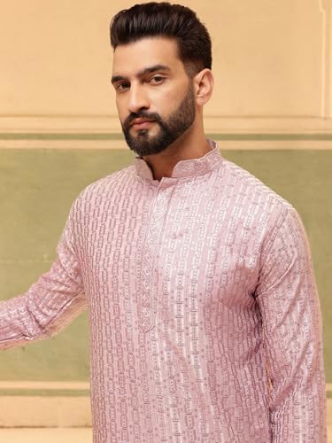 Image of SOJANYA (Since 1958 Men's Cotton Rayon Shiny Thread Sequinned Only Long Kurta