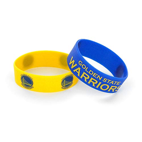 Aminco NBA Golden State Warriors Wide Silicone Bracelet, 2-Pack