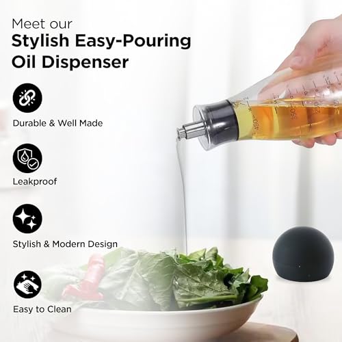 Image of The Better Home Glass Oil Dispenser 450ml | Stylish & Easy-Pour Design | Leak-Proof, BPA-Free | Ideal for Cooking Oils, Vinegar & Daily Use,Transparent