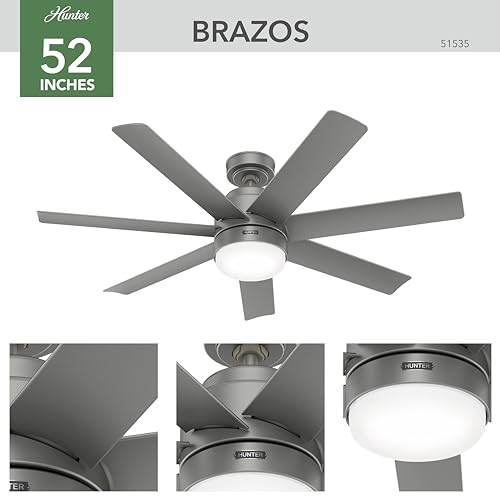 Image of Hunter Brazos Outdoor with LED Light 52 inch Matte Silver - Matte Silver