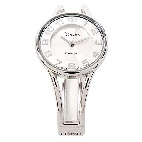 Stc STC06 Silver Round Face Metal Double Band Fashion Women'S Bangle Cuff Watch thumb #2
